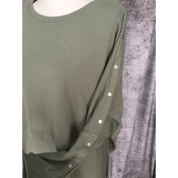 Sage Drop Shoulder Sweater w/Snap Sleeve S-XL - Picture 3 of 8
